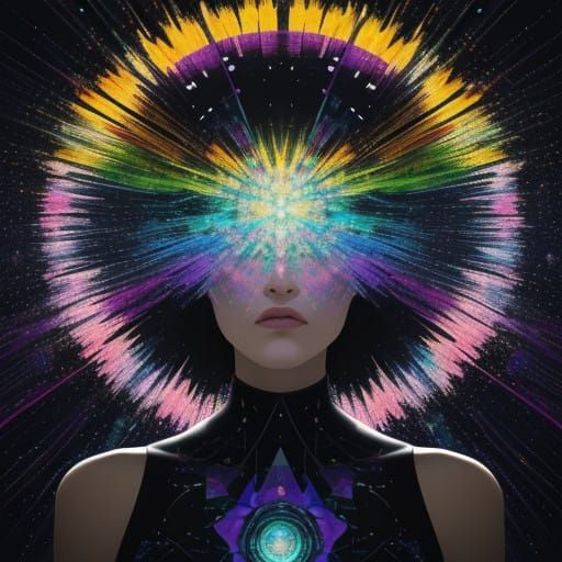 Surrealist Portrait of Disintegrating Woman in Kaleidoscope....