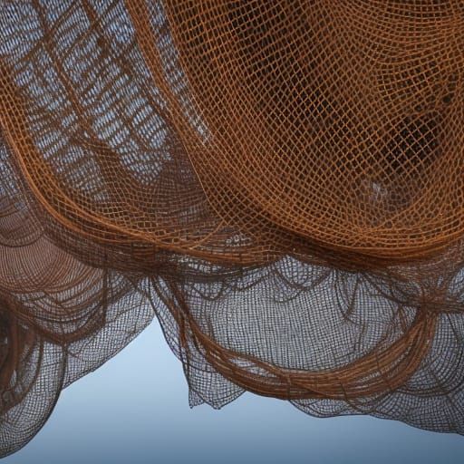 Fishing Nets: Oil Painting in Van Gogh Style