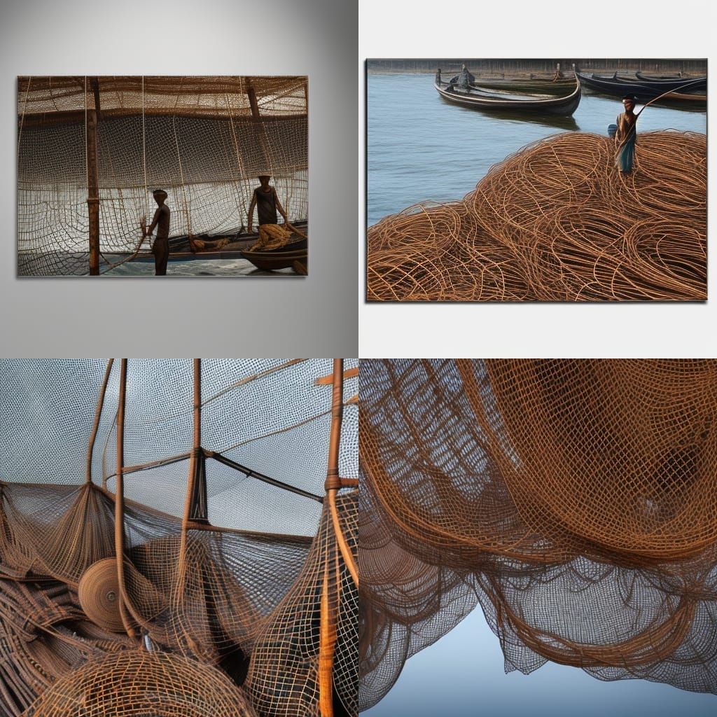 Fishing Nets of Immense Length in a Fantastical Village