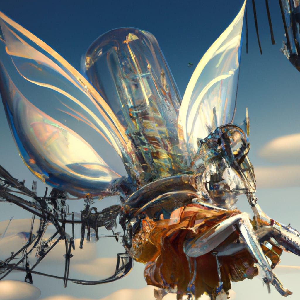 Crystal Glass Fairy Princess in Futuristic Solarpunk Atompun...