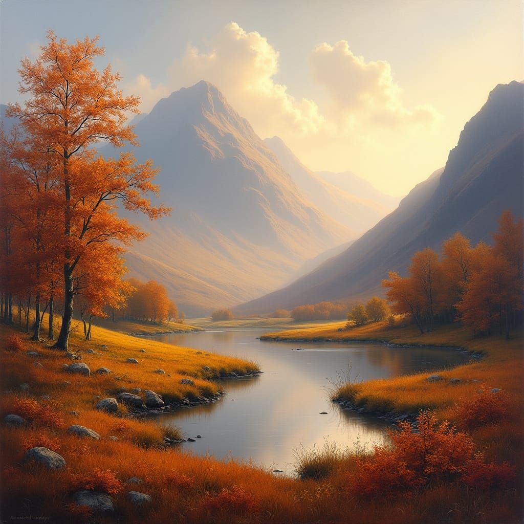 Autumnal Snowdonia Landscape in Golden Light