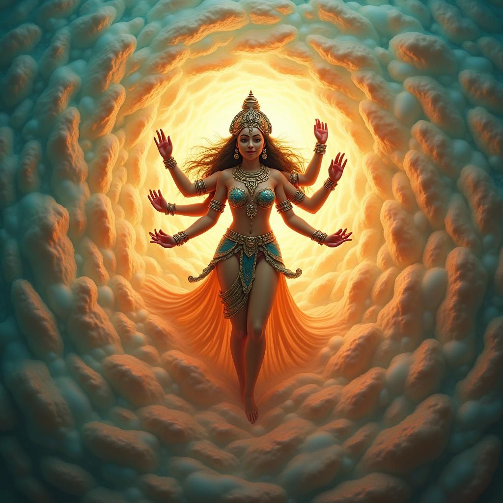 Majestic Goddess Durga Emerges from Newborn Fingerprint Vort...