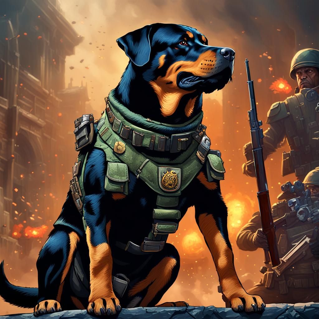 Anthropomorphic Rottweiler Warriors in Dark Fantasy