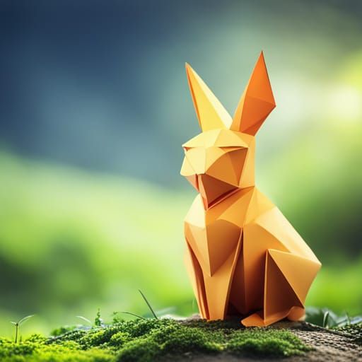 Vibrant Papercraft Bunny in Soft Focus