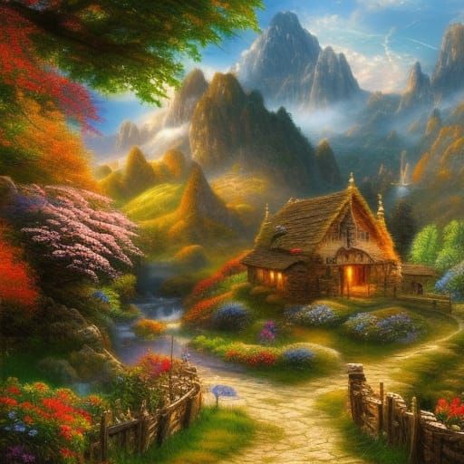 Breathtaking Pastoral Landscape with Cozy Village