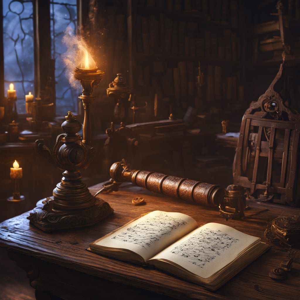 Fantasy Journal and Quill with Ethereal Glow