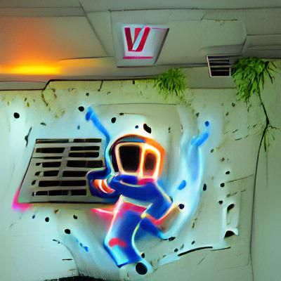 Cosmic Imposter Jumps into a Neon Glowing Ventilation Artwor...