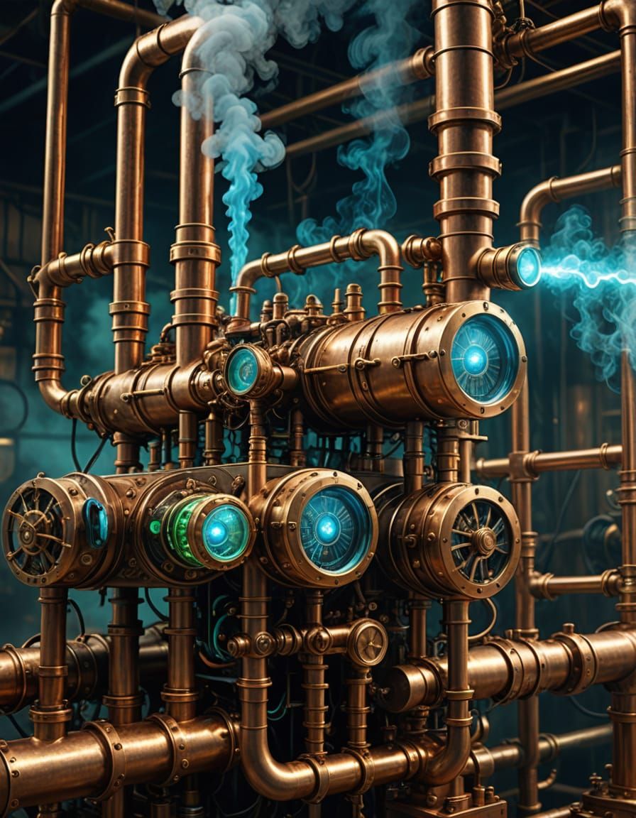 Steampunk Pollution Cleaning Machine in Industrial Style