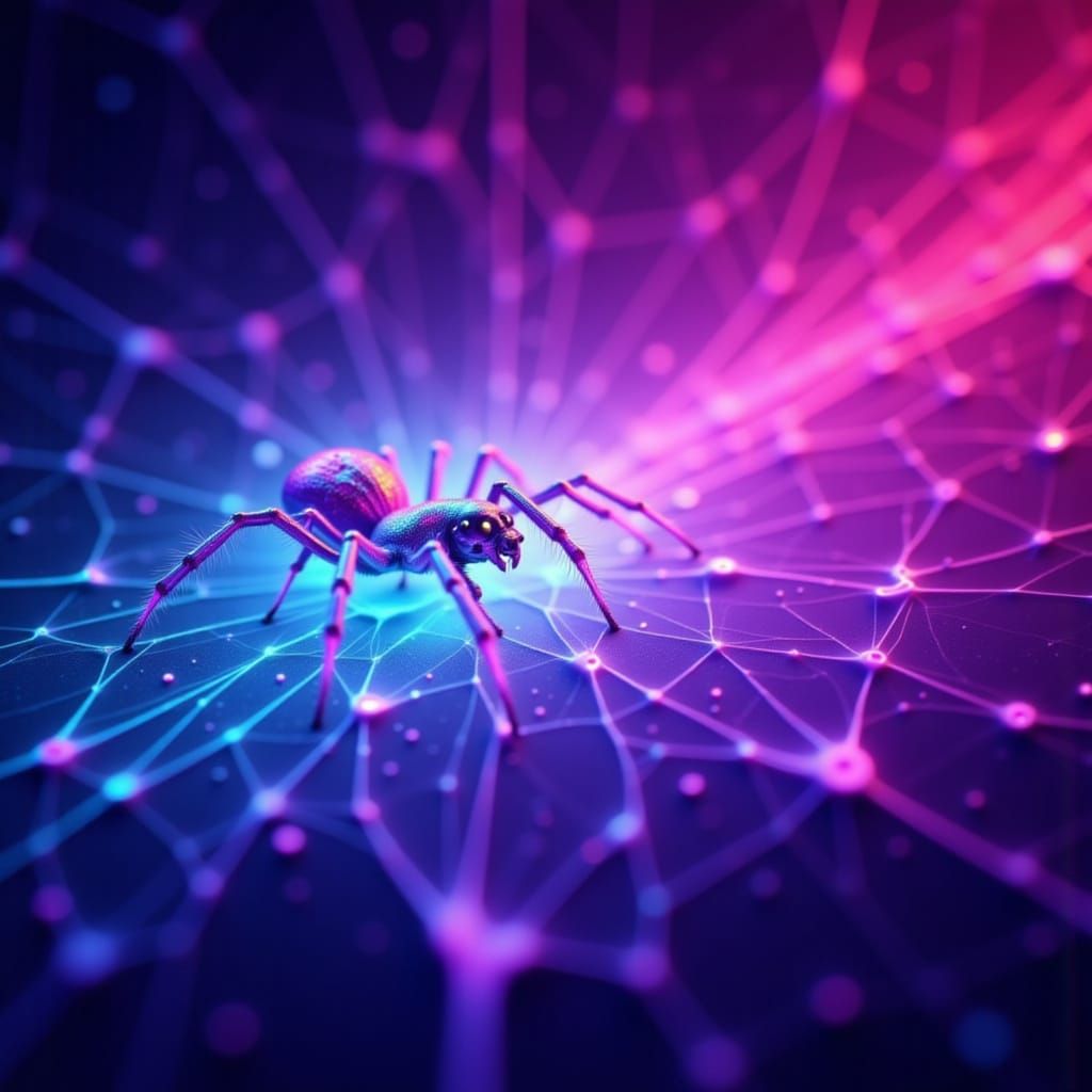 Iridescent Spider Web Radiates Neon Hues Across Galaxy