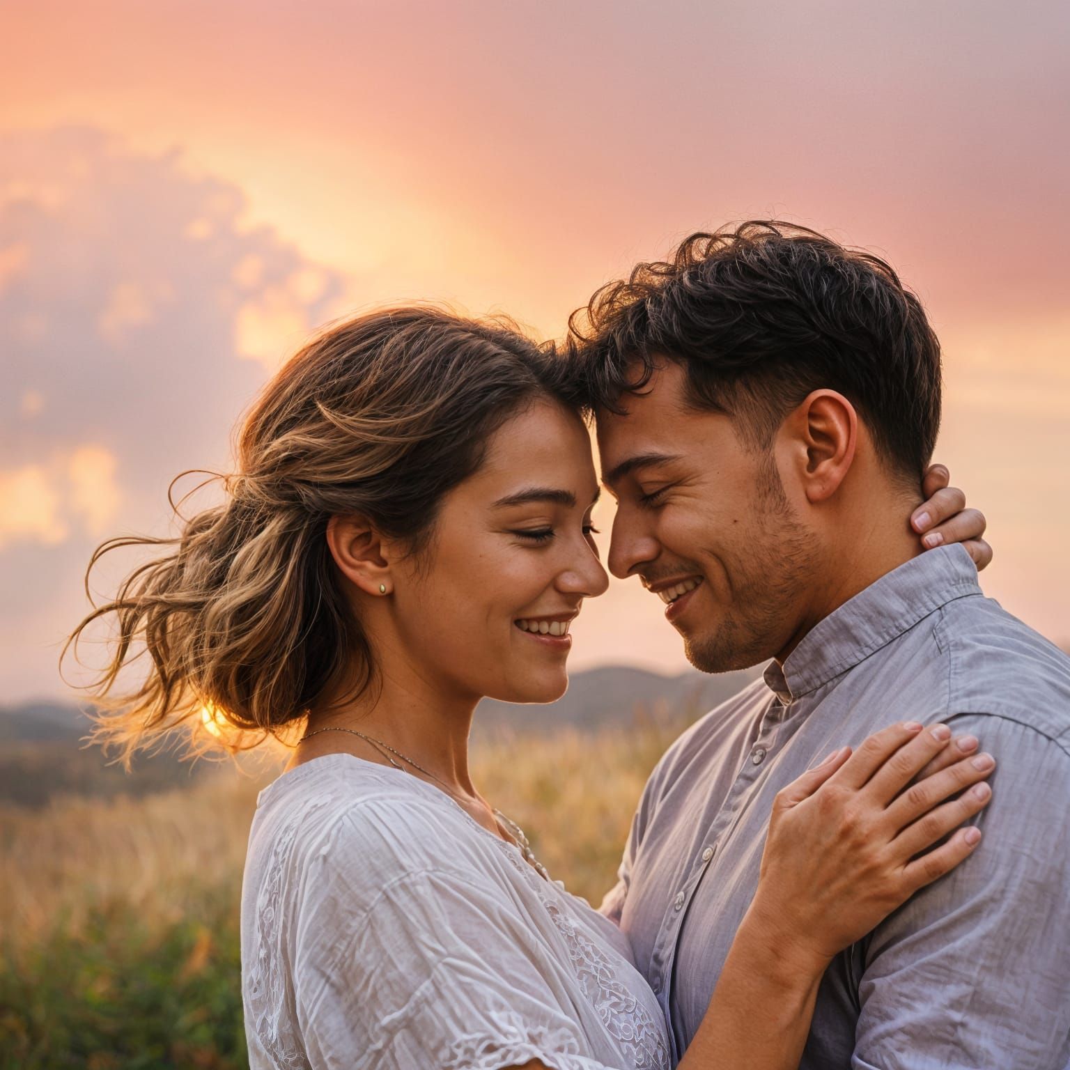 Romantic Sunset Lovers in Ethereal Soft Focus