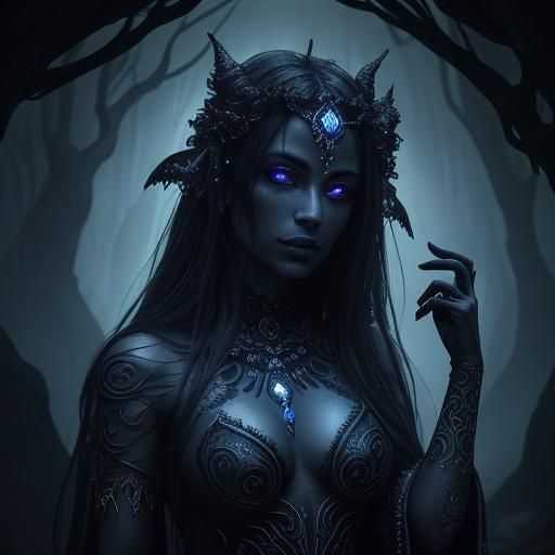 Mystical Obsidian Rod in a Haunting Cave