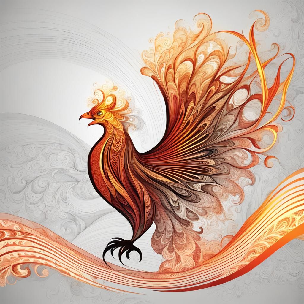Surreal Firebird in Vibrant Fractal Patterns