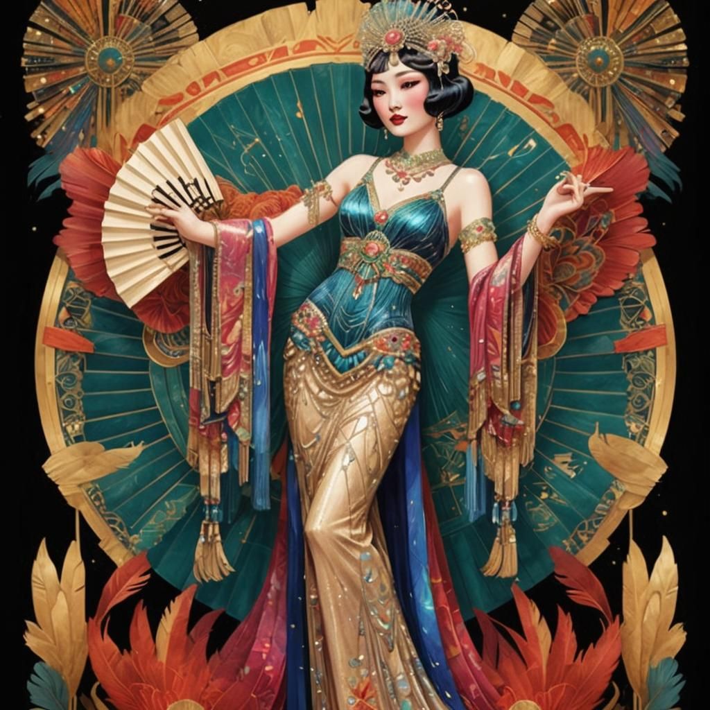 Vedette Burlesque Beauty in Gilded Elegance