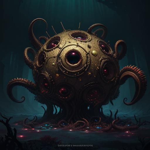 Eldritch Abomination: Dark Fantasy Beholder Hybrid in Treasu...