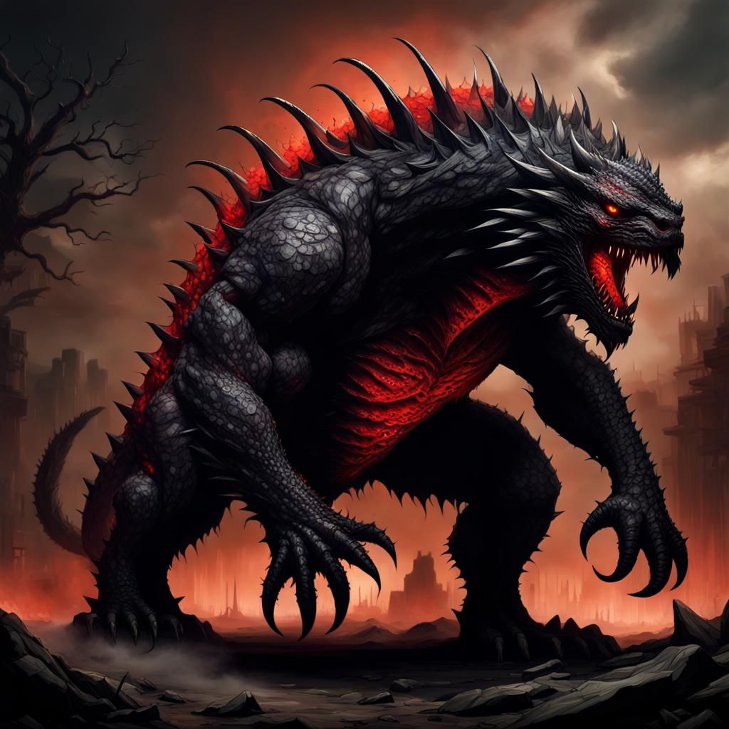 Electrifying Beast in Deep, Dark Fantasy Artwork