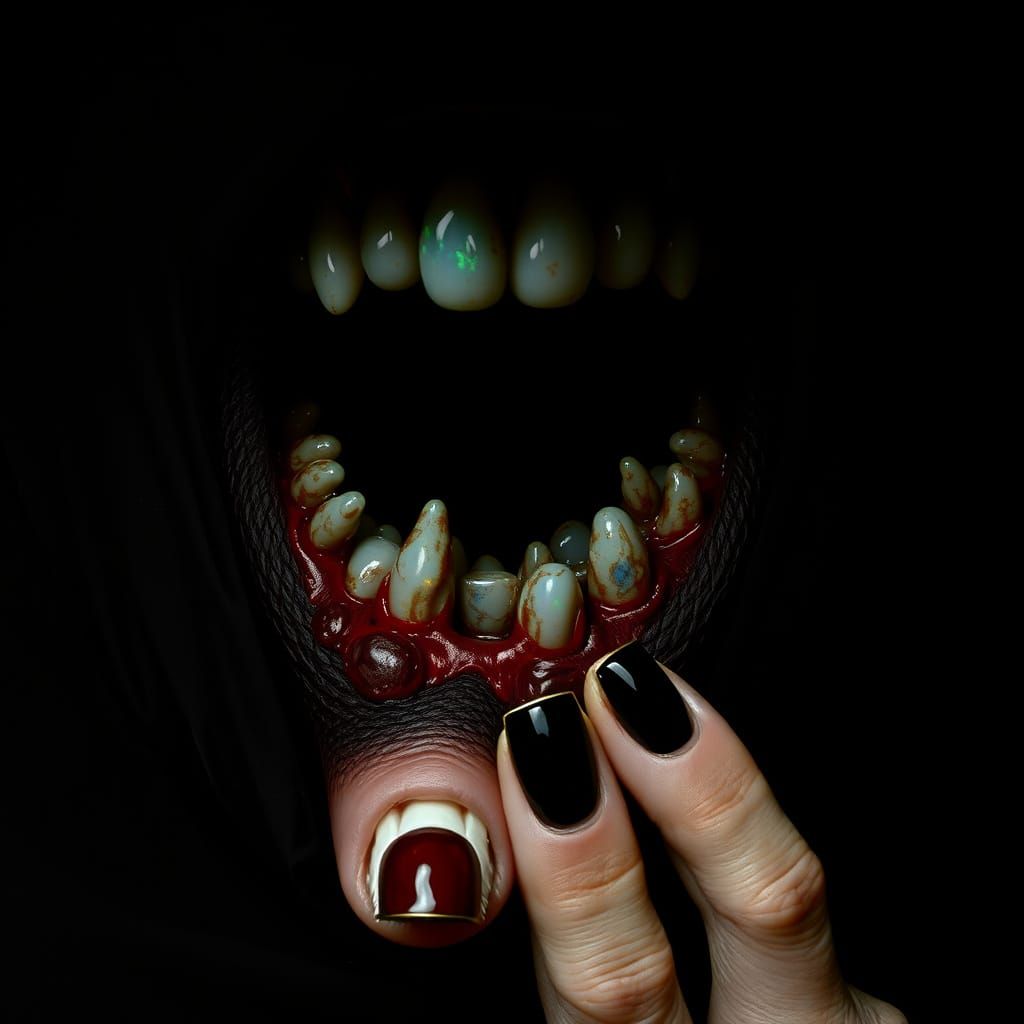 Eerie Gothic Mouth with Onyx and Ruby Accents