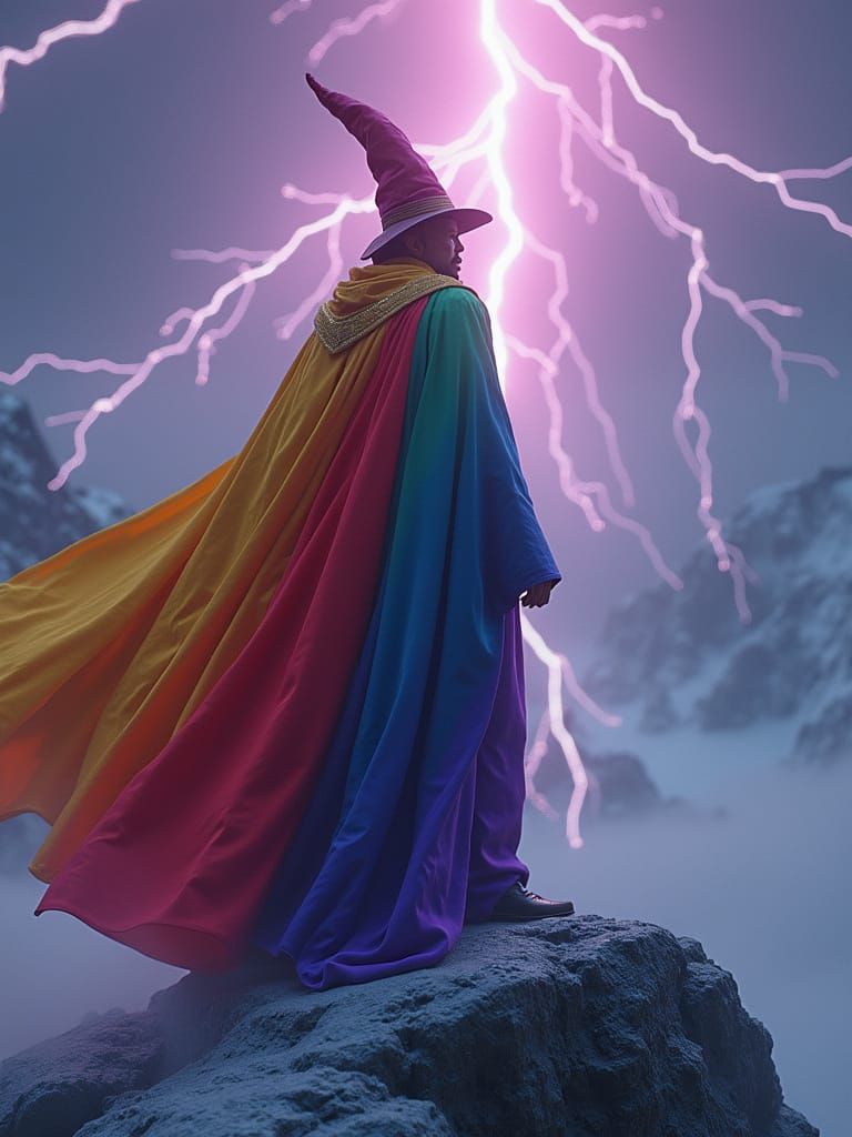 Epic Wizard in a Frigid Stormy Landscape