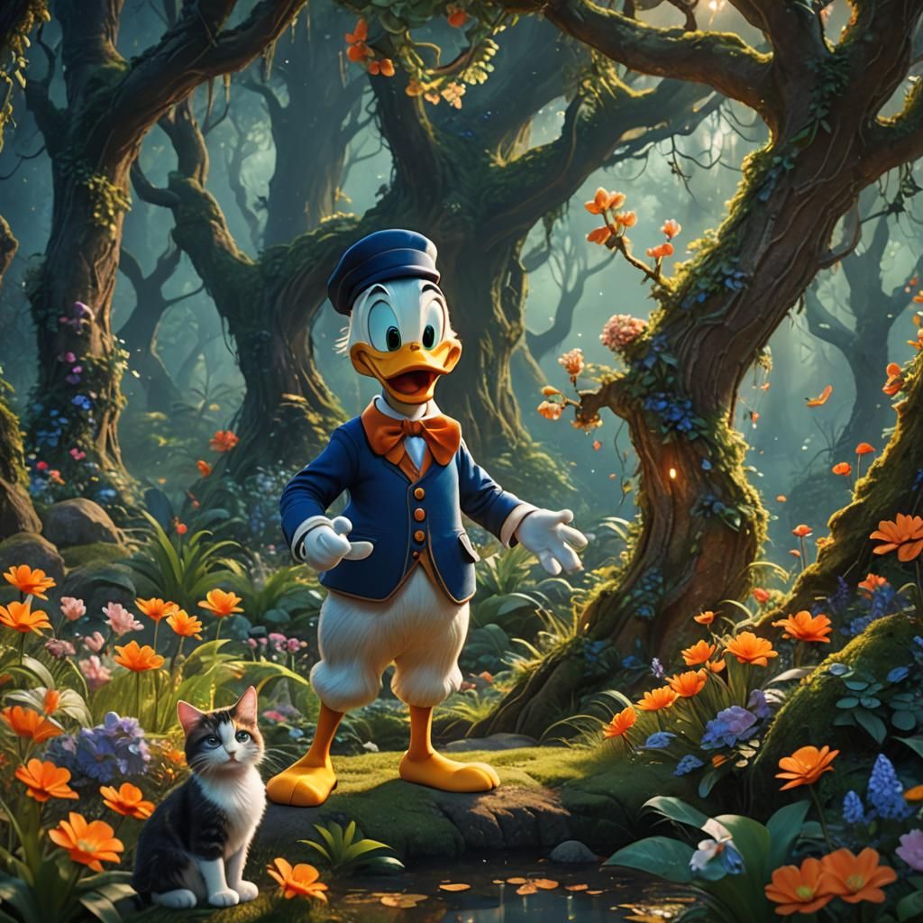 Whimsical Donald Duck in Enchanted Forest