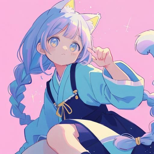 Vibrant Anime Girl in Pastel Hues with Cel-Shaded Style