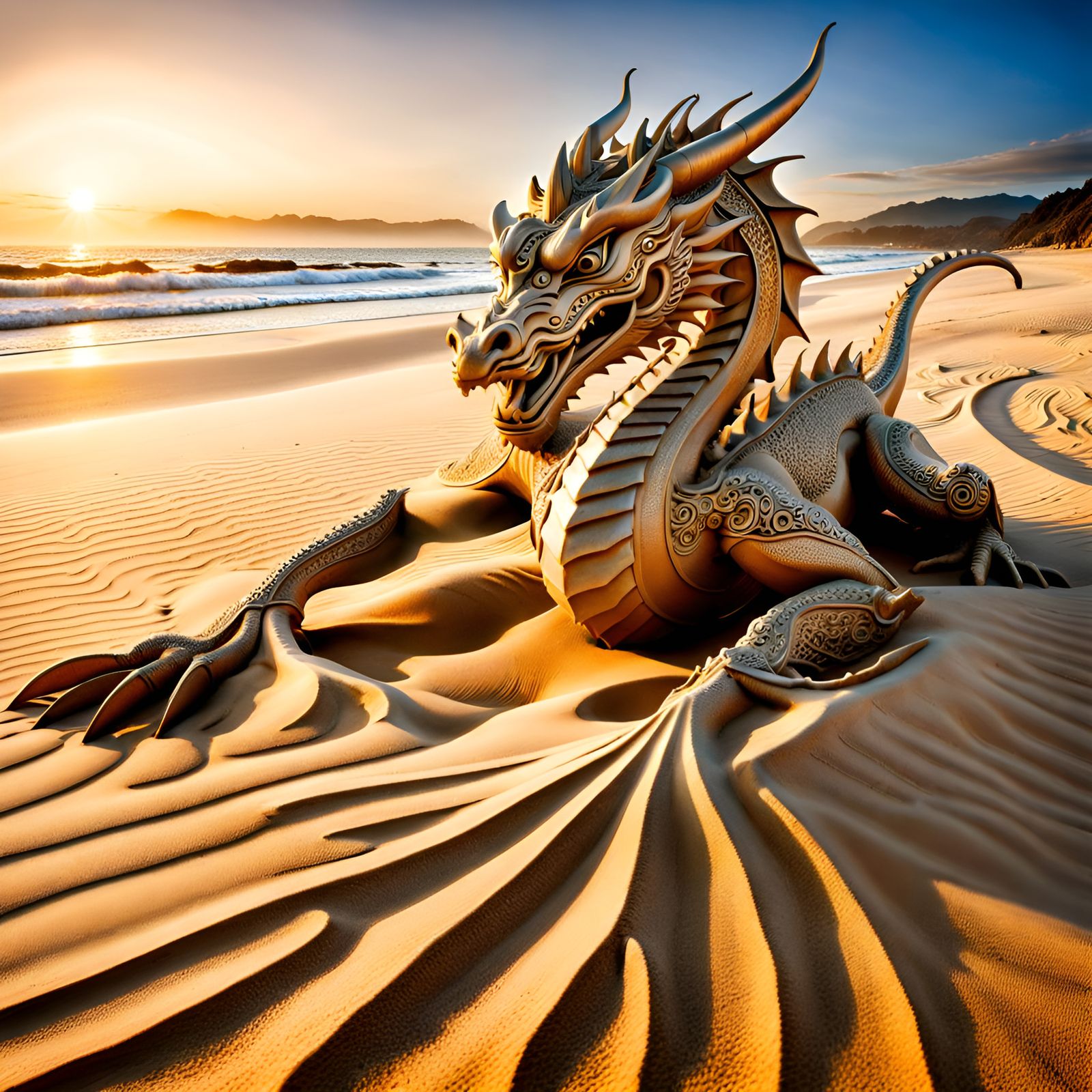 Dragon made from sand