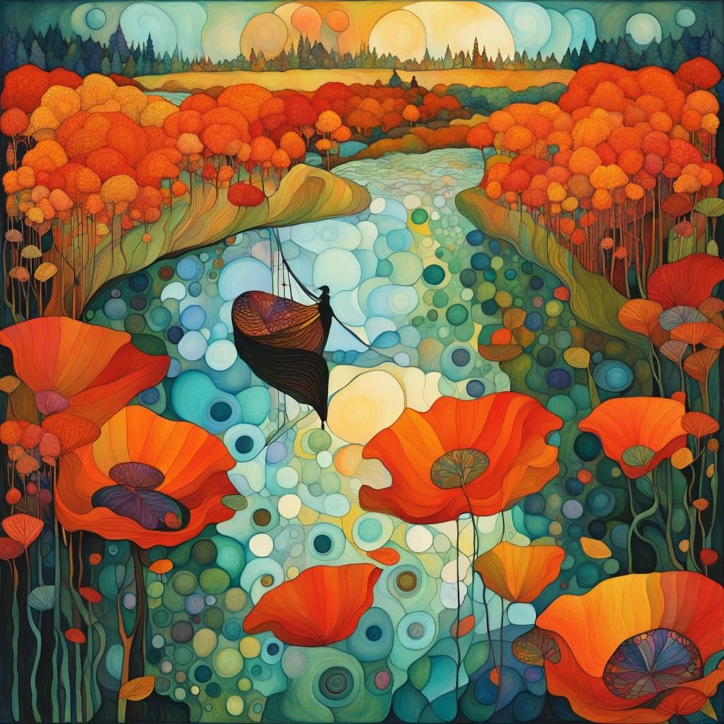 Ethereal Autumn Landscapes in Intricate Ink and Watercolour