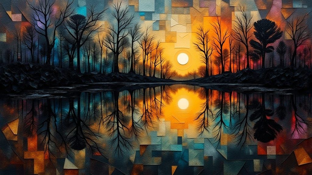 overlays of basic shaped patterns: grainy textured paper col...