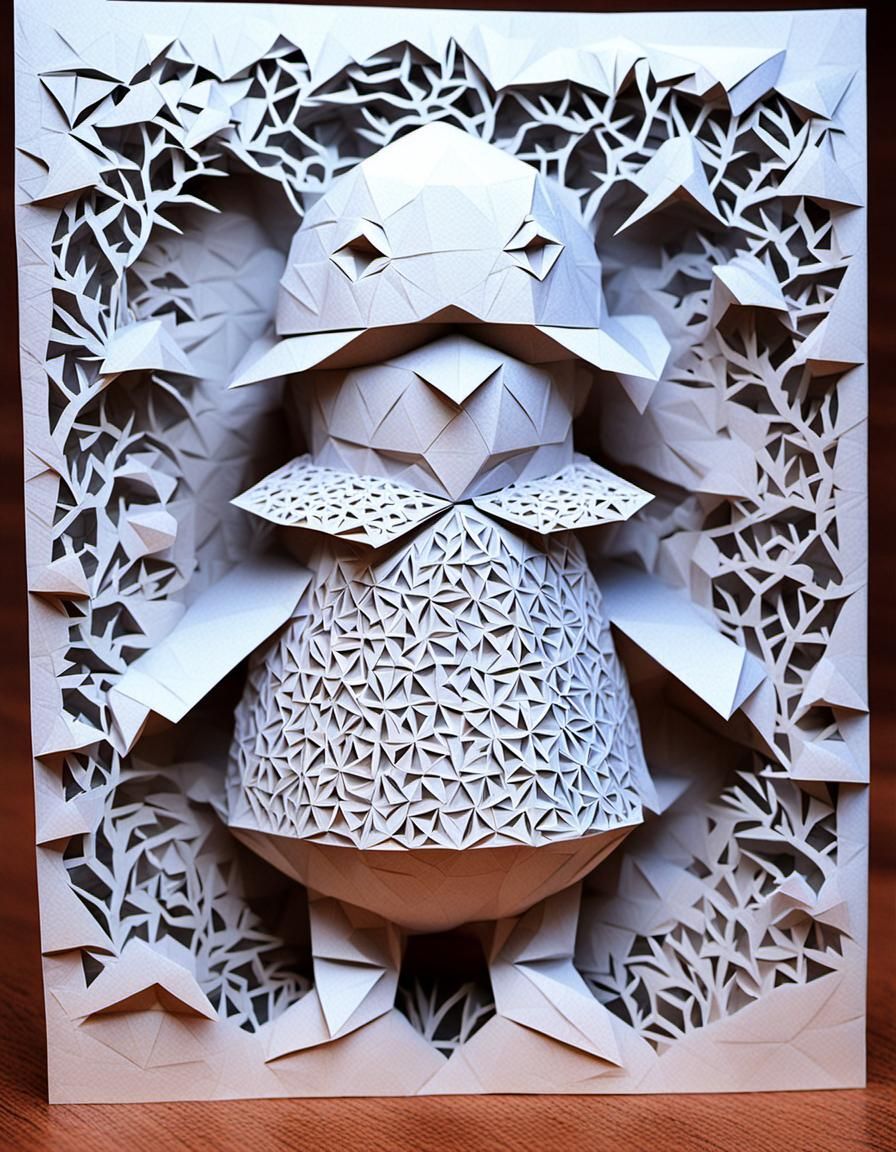 Origami Humpty Dumpty in Kirigami Texture Artwork