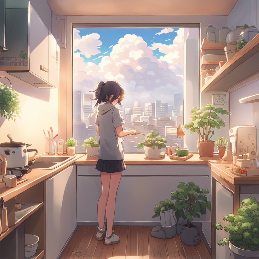 Cozy Japanese Kitchen with City View