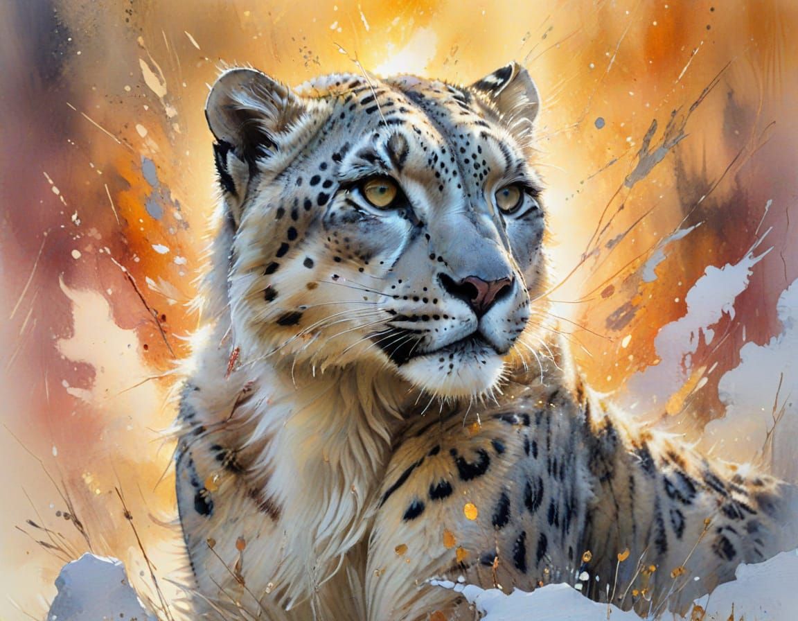 Mystical snow leopard