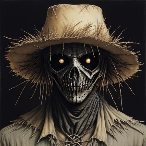 Vibrant Illustrator Portrait of a Scarecrow in Whimsical Sty...