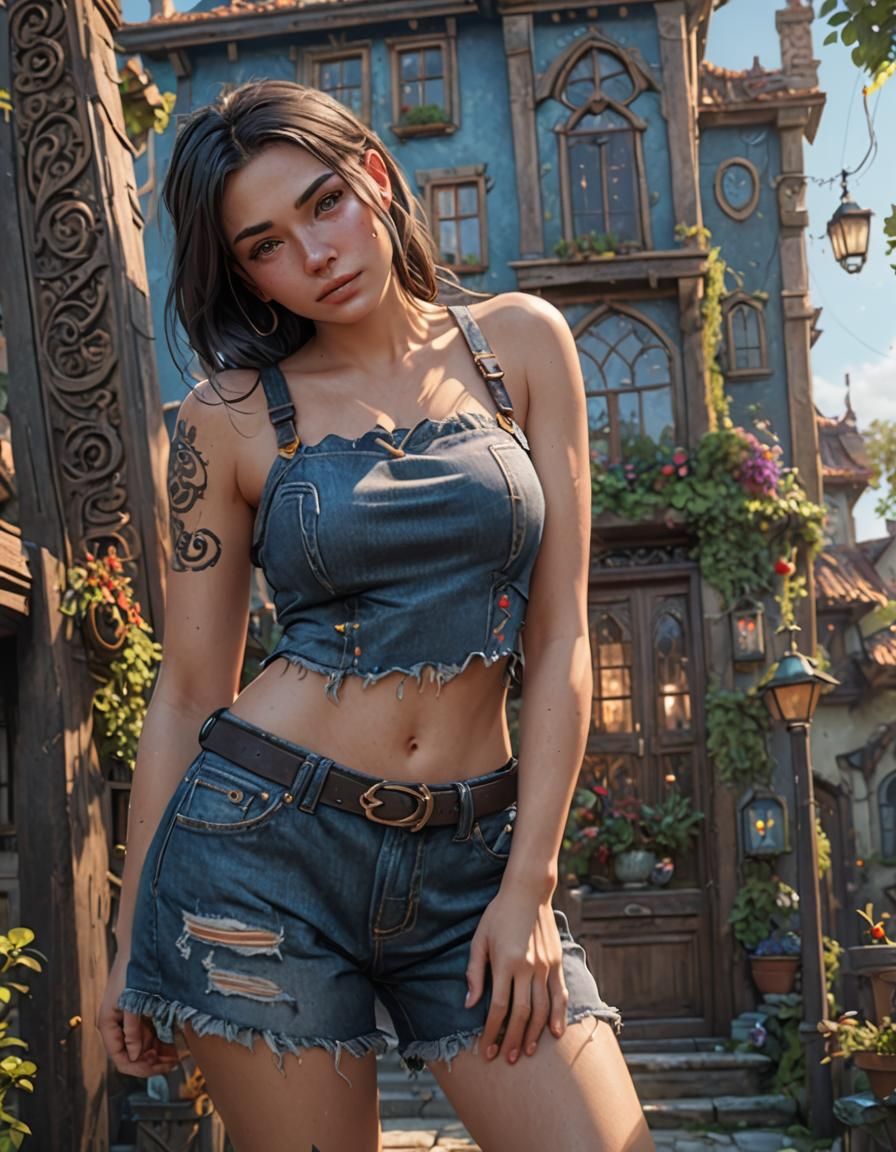 Girl in Whimsical Fantasy Scene