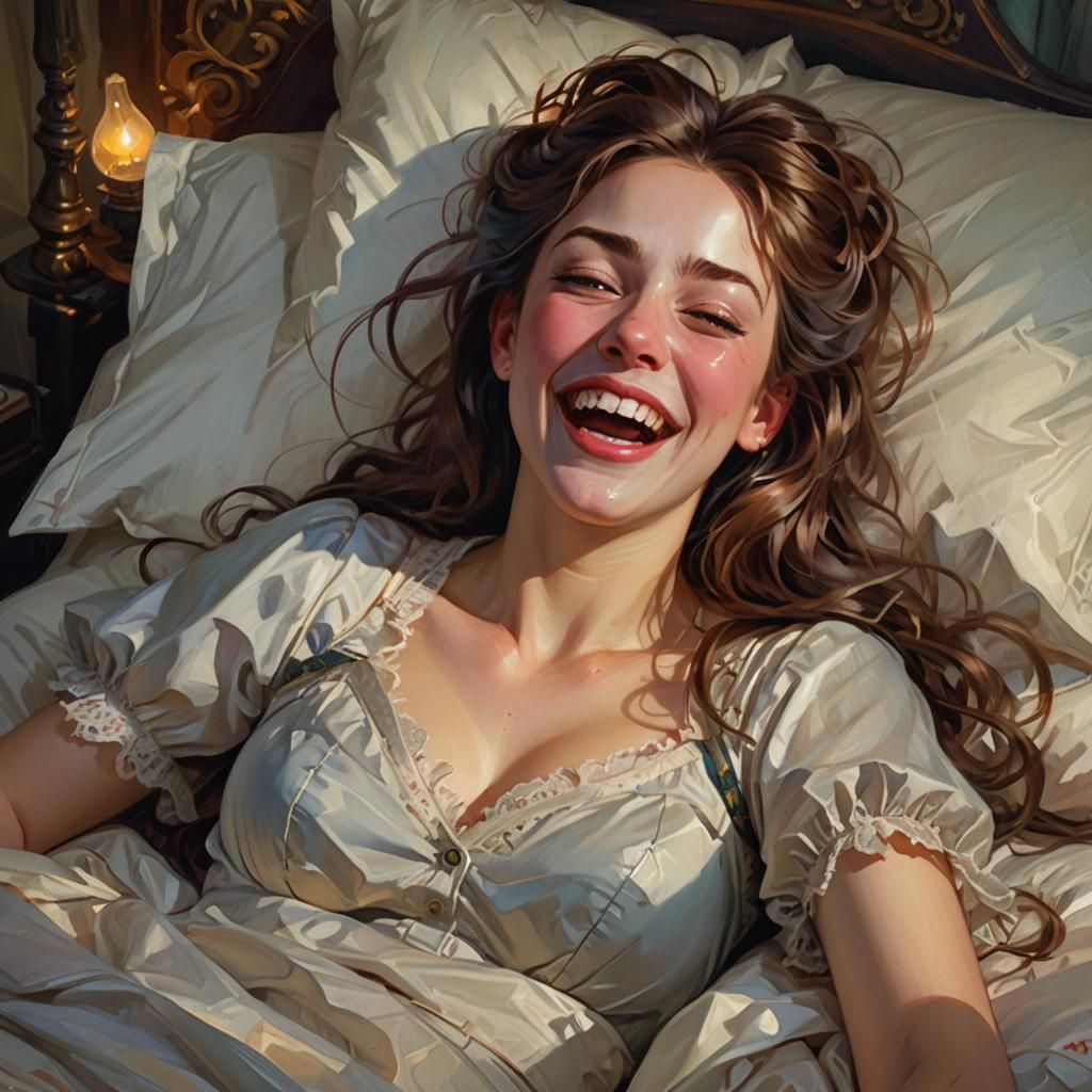 Beautiful funny expressive woman making cross eyed laughing ...