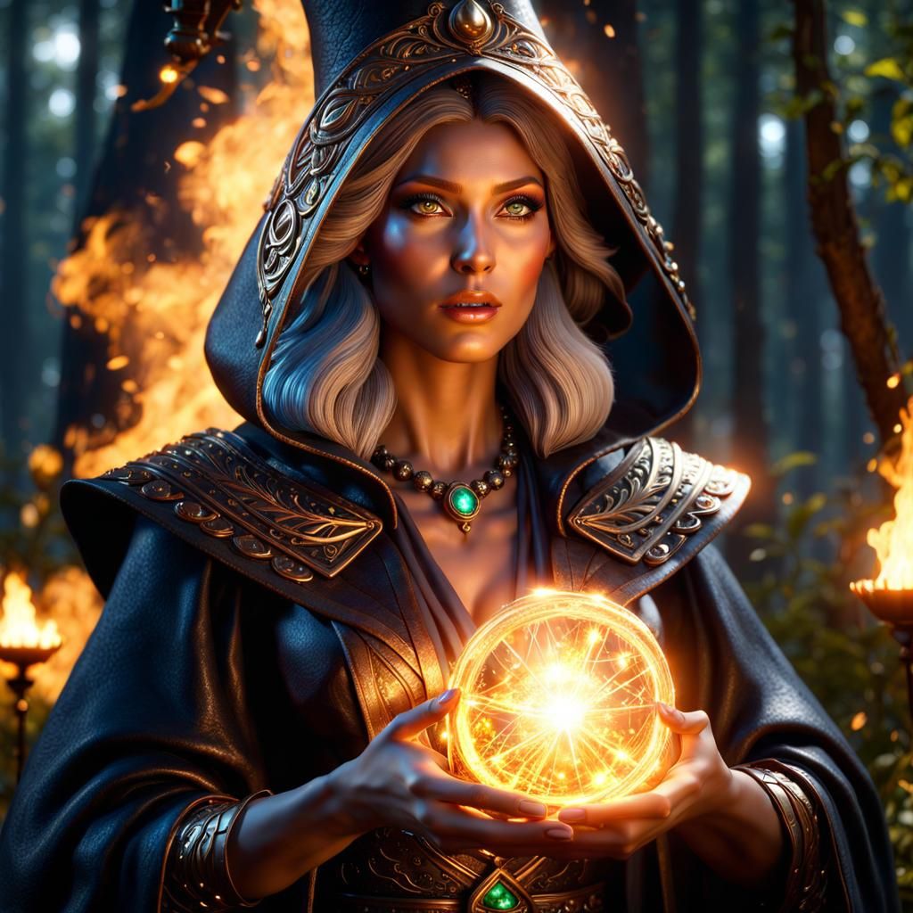 Norse Sorceress Casting Ancient Spell in Hyper Realistic Por...
