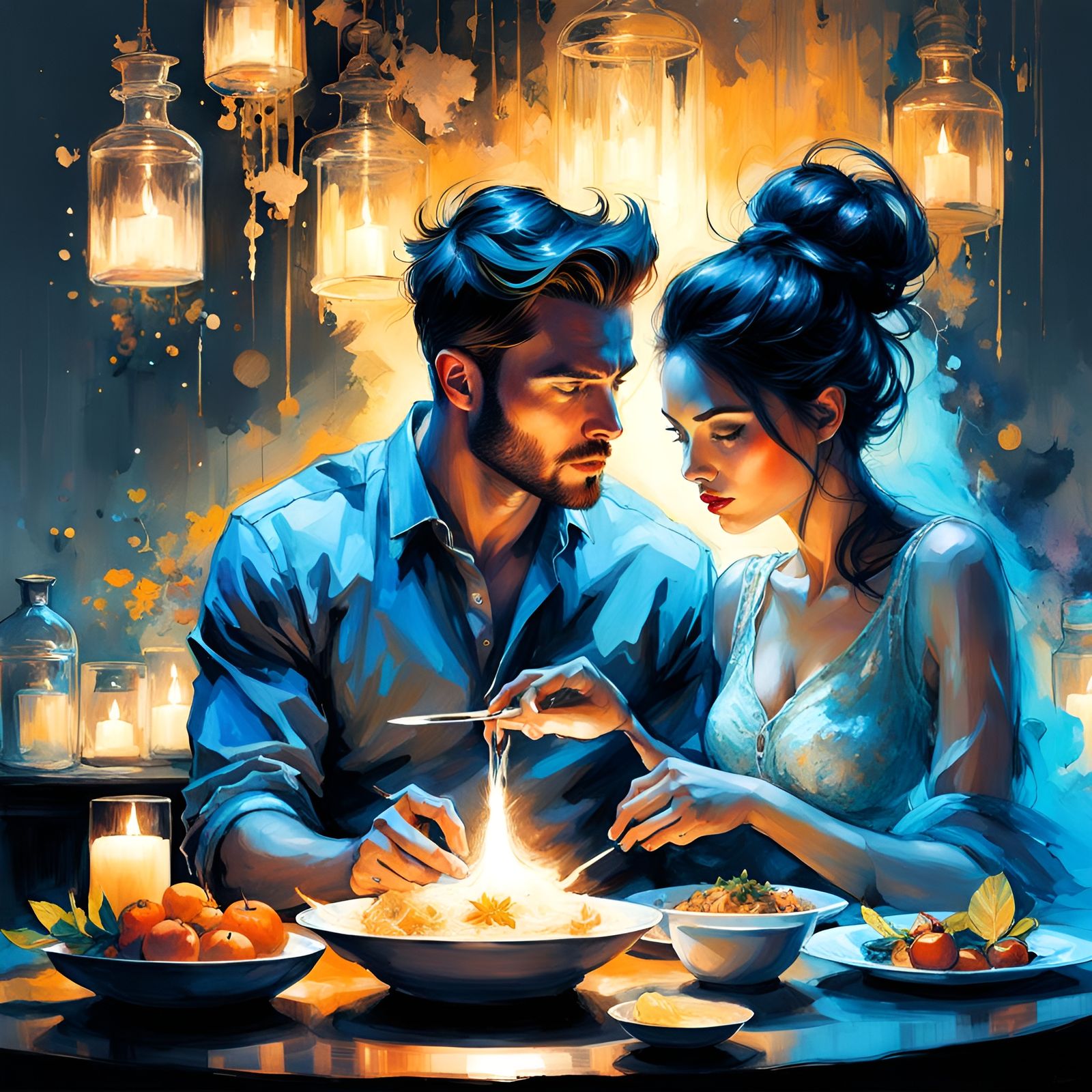 Romantic candlelit dinner