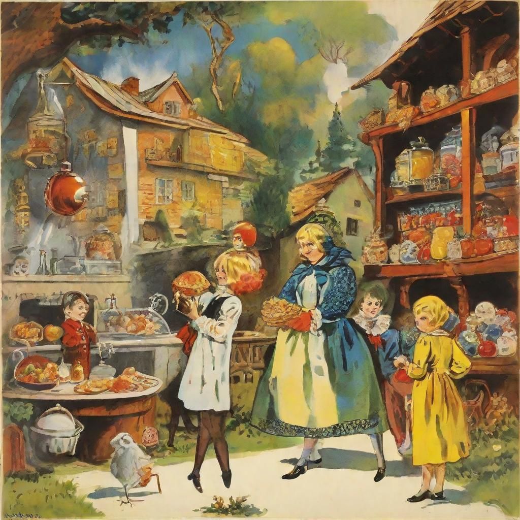 Whimsical Fairytale Scene with Gothic Accents