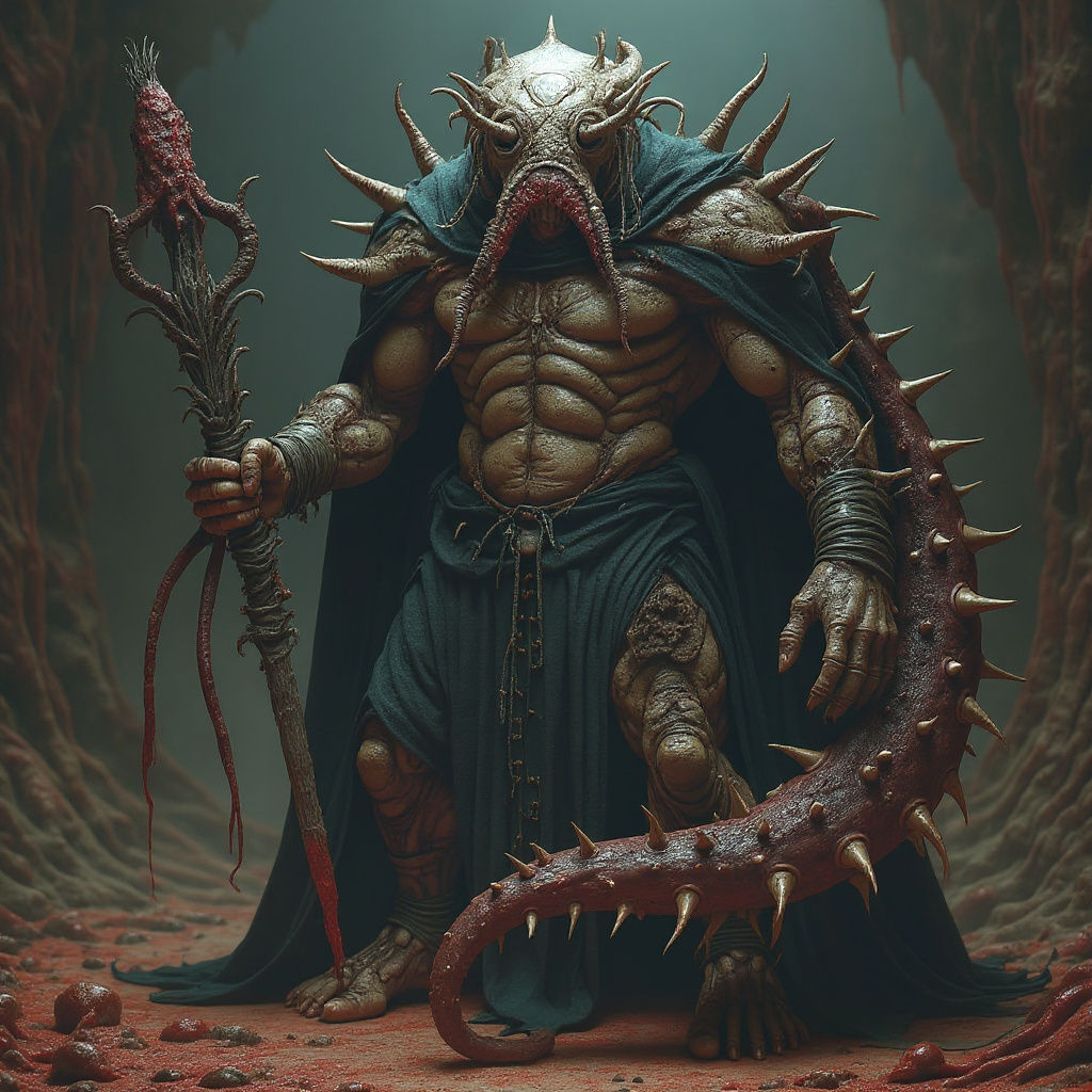 Horrifying Cult Leader in Dark Fantasy Style