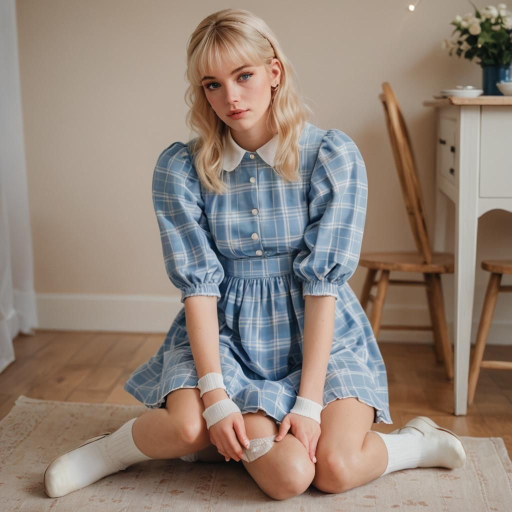 Surreal Portrait in Soft Focus: Crossdressed Teen on Dining....