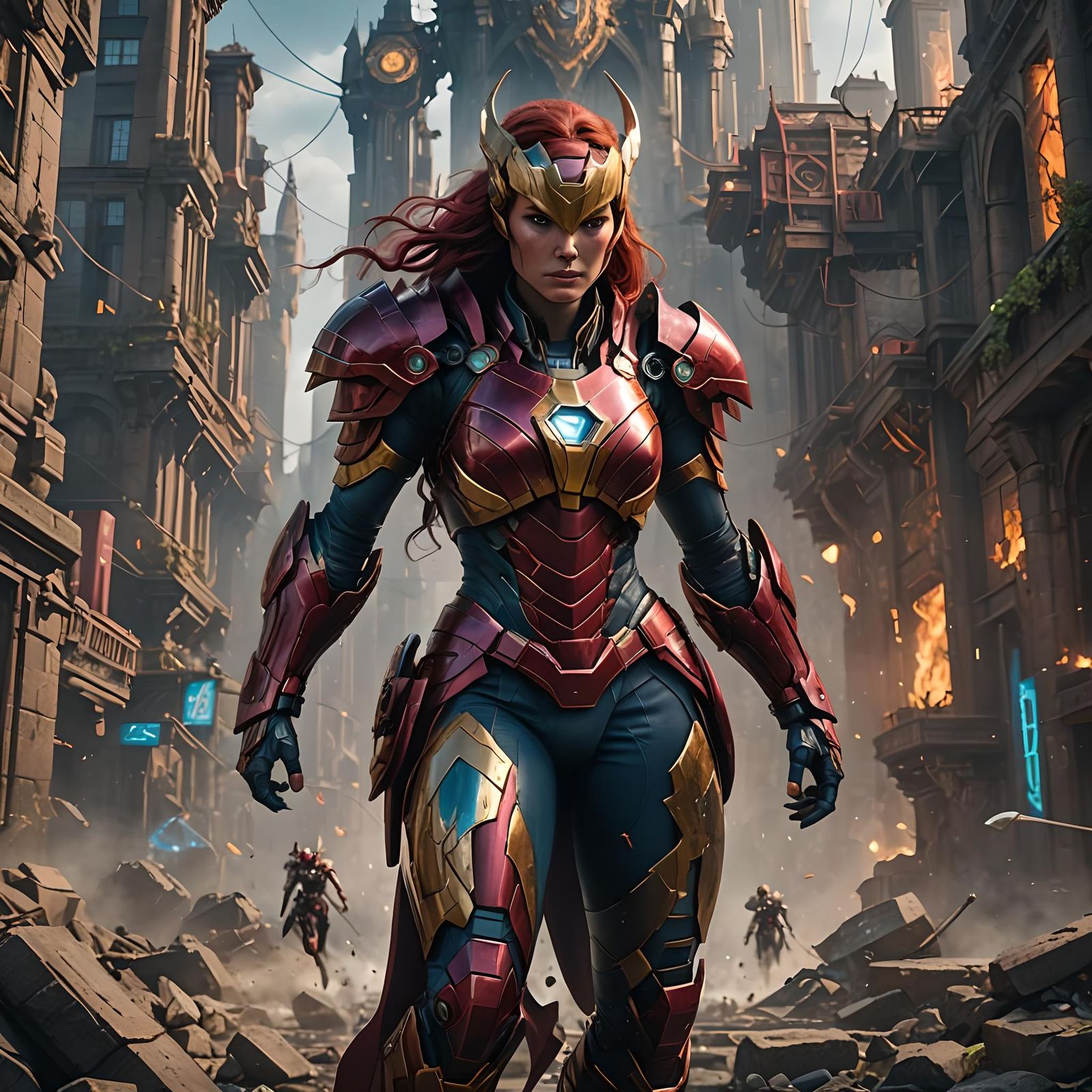 Fantastical Ironwoman in Deep Colors