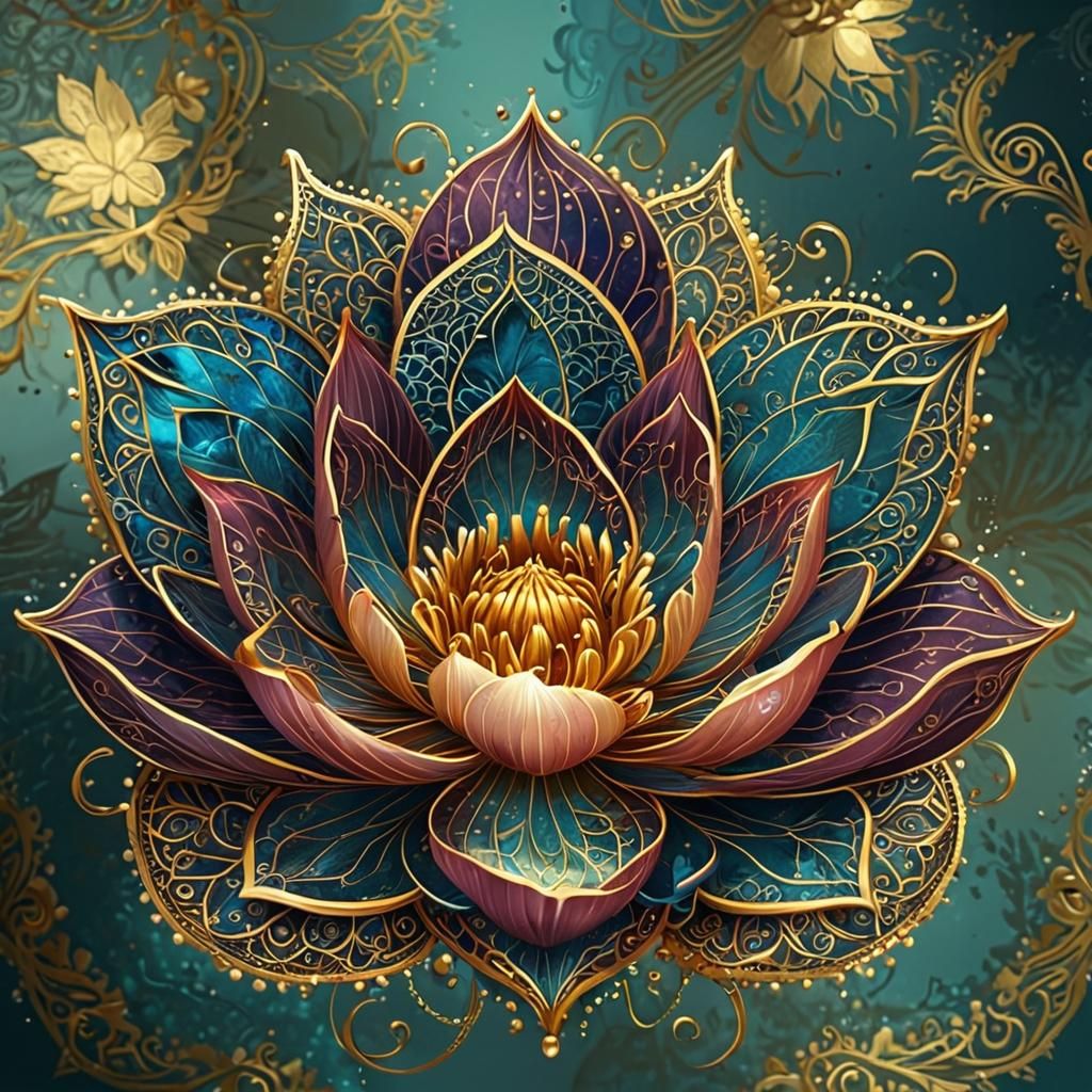 Lotus in Intricate Digital Painting