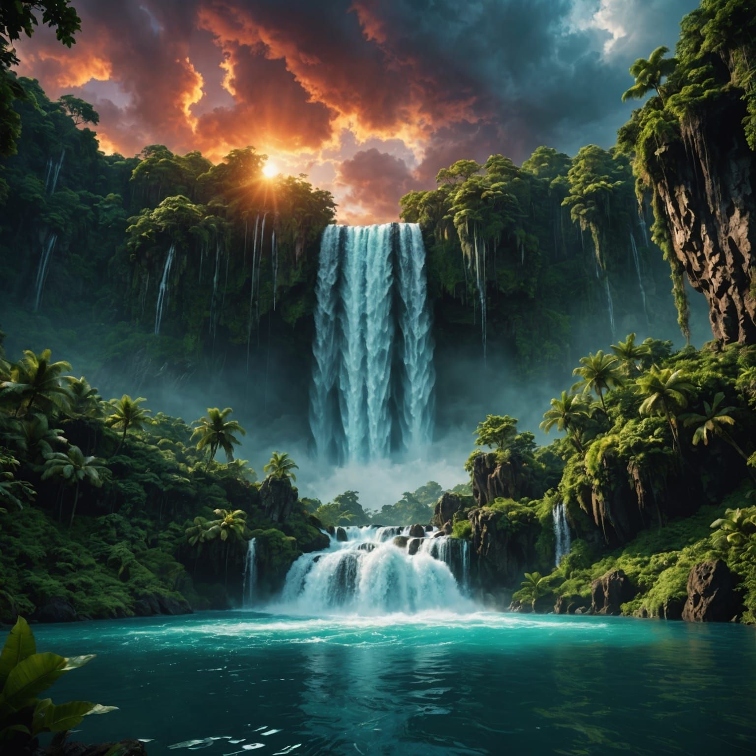 Surreal Waterfall in Epic Realistic Photography Style