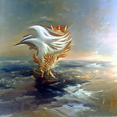 Vibrant White Phoenix on Imperial Throne