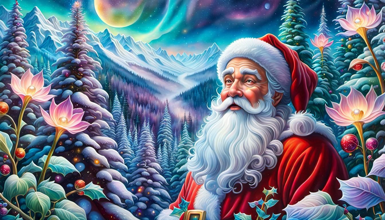 mythical Santa Claus in a Magical Christmas Forest