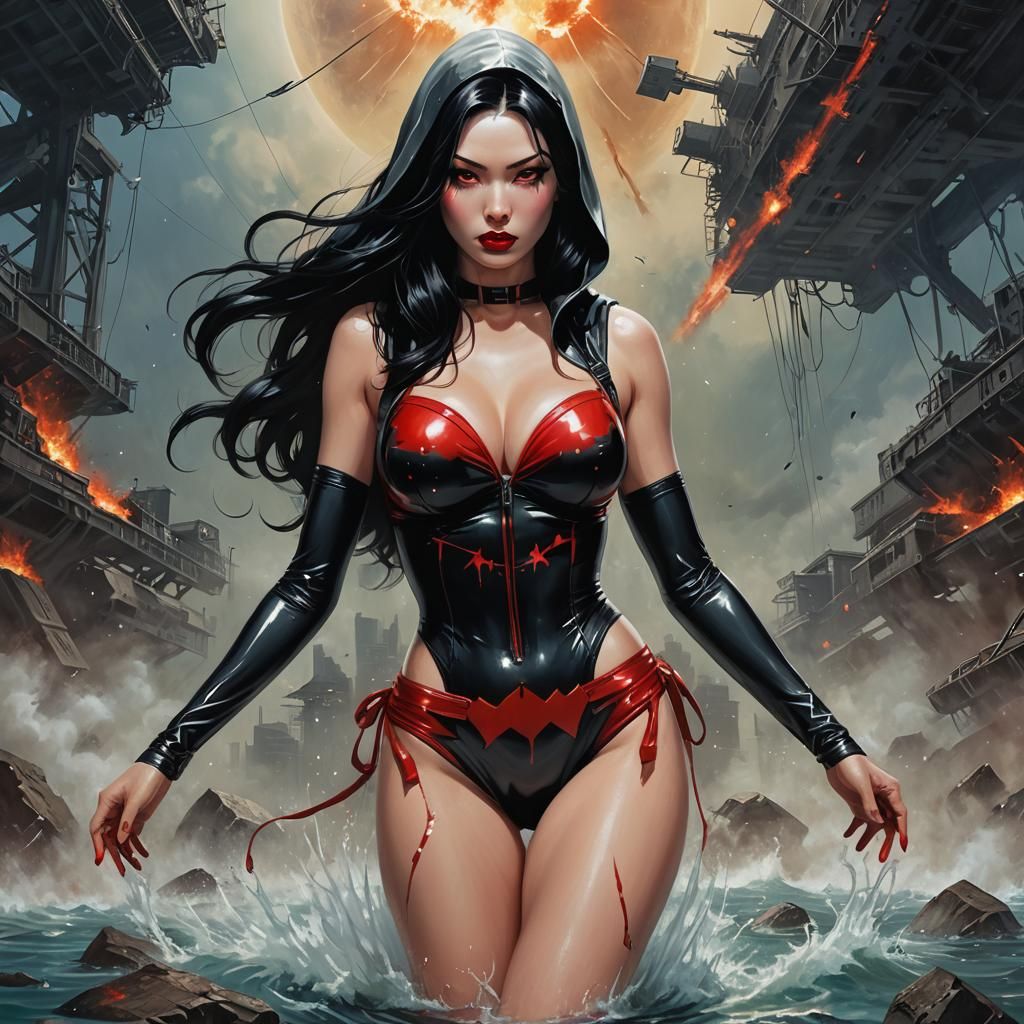 Cyberpunk Pin-Up in Apocalyptic Wasteland