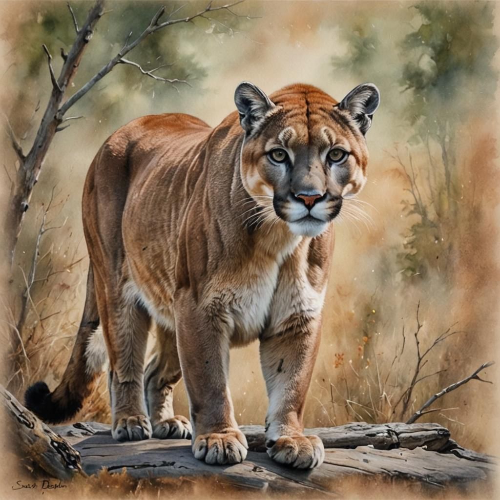 Cougar II in Impressionist Brushwork