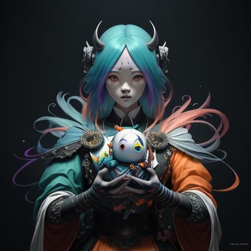 Surrealist Ball Jointed Doll in Vibrant, Iridescent Hues