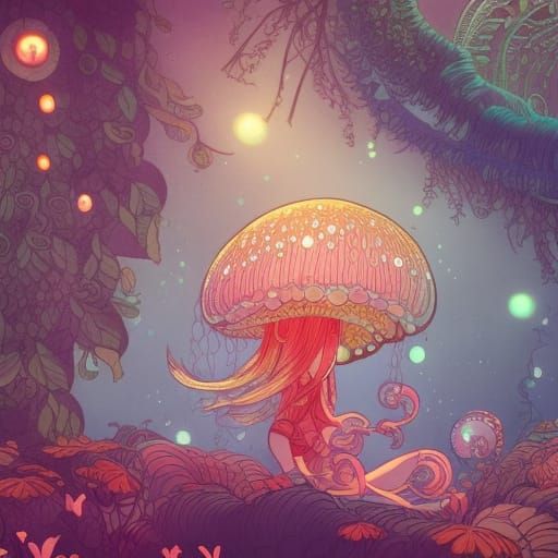 Enchanted Forest Scene in Whimsical Style