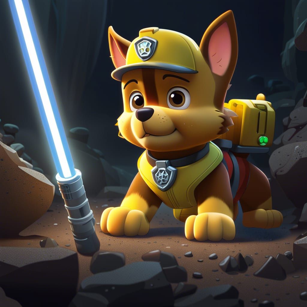 Paw Patrol Hero Wields Lightsaber in Vibrant Anime-Inspired...