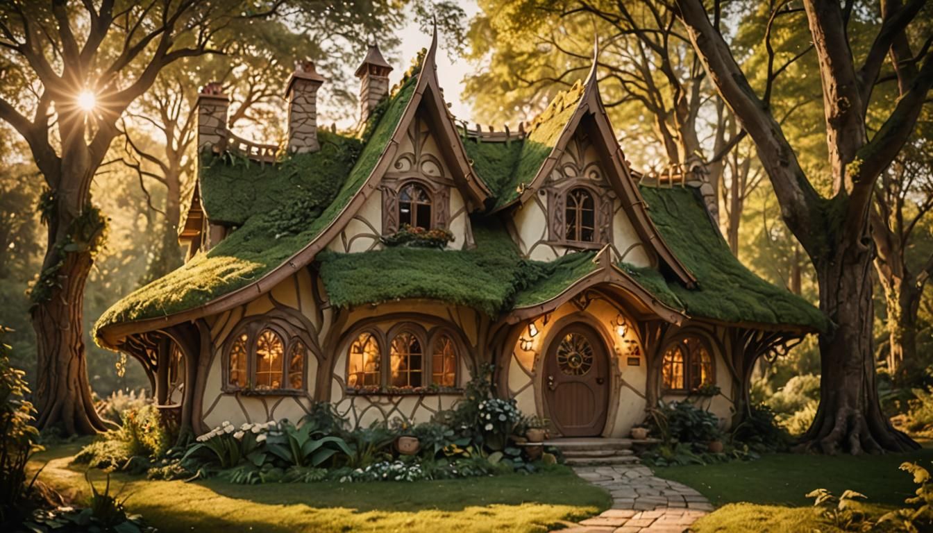 Enchanted Elven Cottage in Whimsical Fantasy Architecture