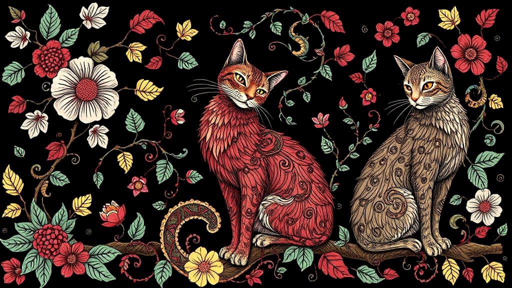 Vine-Covered Illuminated Cat