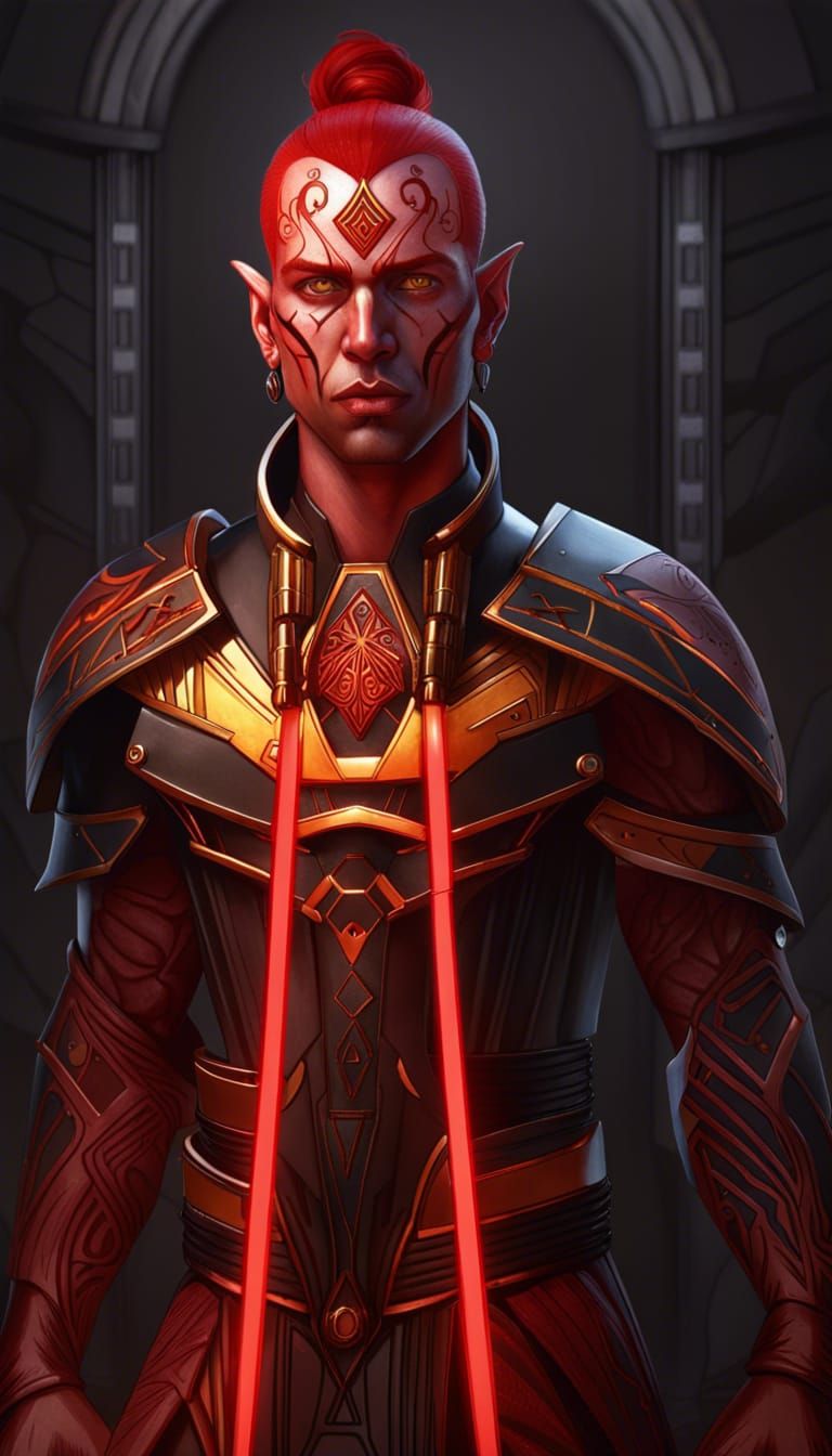 Cyberpunk Sith Lord in Tribal Armor